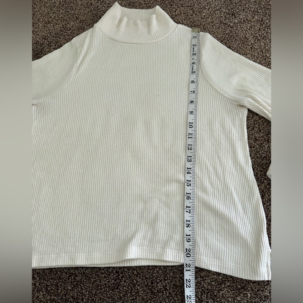 Madewell Sweater Women’s S Ivory Mock Neck Bubble Sleeve Lightweight Pullover - Picture 6 of 8